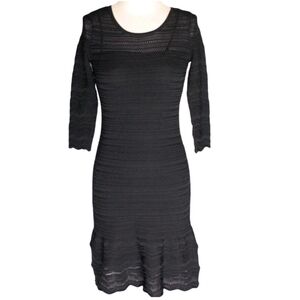 Ralph Lauren Crochet Knit Midi Dress Size S Black Long Sleeve Boho